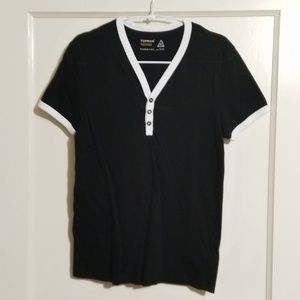 Topman Black & White Henley Ringer Skinny T-Shirt